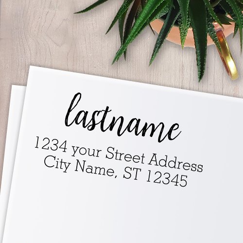 Return Address Family Name _ Madeline Script Self_inking Stamp