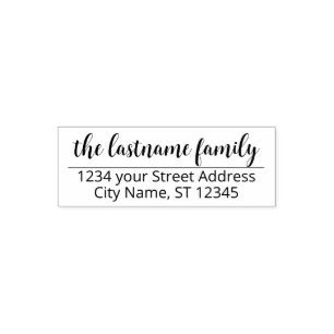 Return Address Family Name - Mighty Love Script Self-inking Stamp