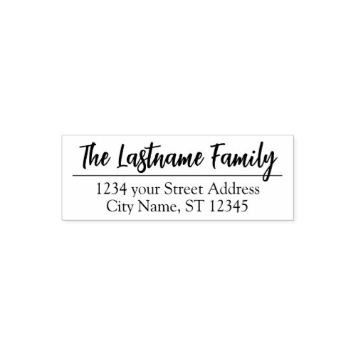 Return Address Family Name Modern Blessings Script Self_inking Stamp