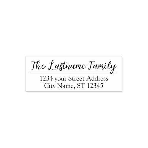 Return Address Family Name Modern Everglow Script Self_inking Stamp