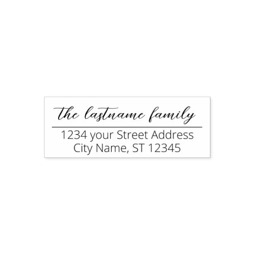 Return Address Family Name Modern Wedding Script Self_inking Stamp