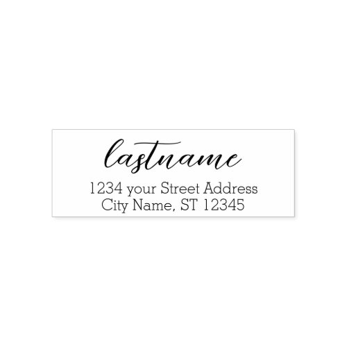 Return Address _ Family Name Wedding Script Font Self_inking Stamp