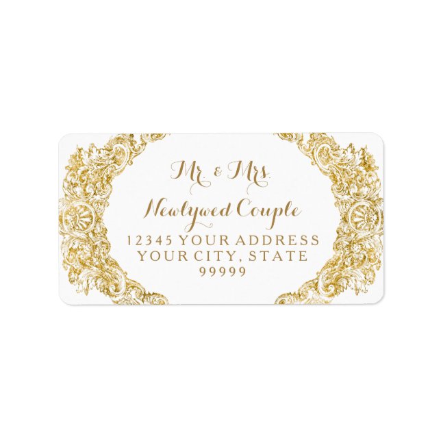 Return Address Faux Gold Glitter Engraving Label (Front)