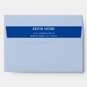 RETURN ADDRESS FLAP modern bold block roayl blue Envelope