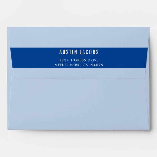 RETURN ADDRESS FLAP modern bold block roayl blue Envelope (Back (Top Flap))