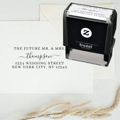 Return Address Future Mr Mrs Wedding Minimalist  Self_inking Stamp