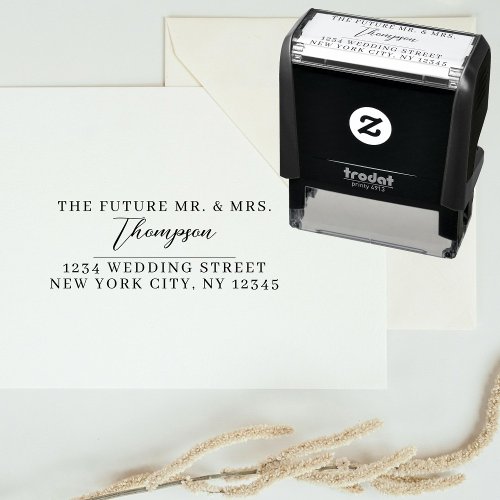 Return Address Future Mr Mrs Wedding Script Self_inking Stamp