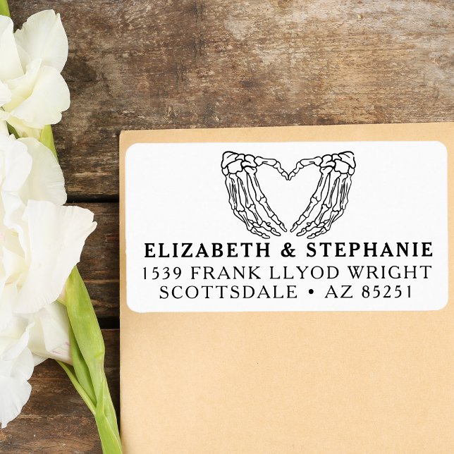 Return Address Goth Wedding Skeleton Heart Custom Label (Creator Uploaded)