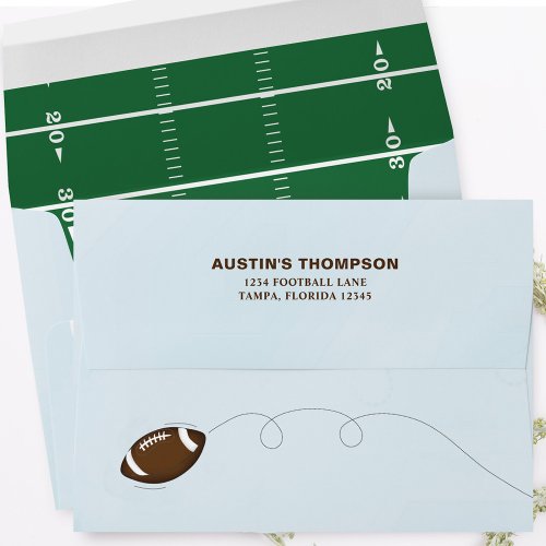 Return Address Green Football Field Envelope