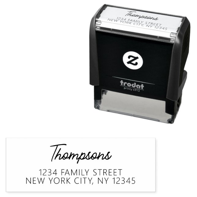 Return Address Handwritten Script  Family Name Self-inking Stamp (In Situ)