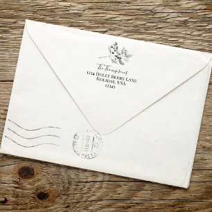 Return Address Holiday Holly Berries Greenery Self-inking Stamp