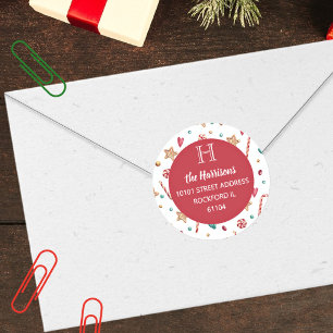 Return Address Holidays Sweet Goodies Pattern Classic Round Sticker