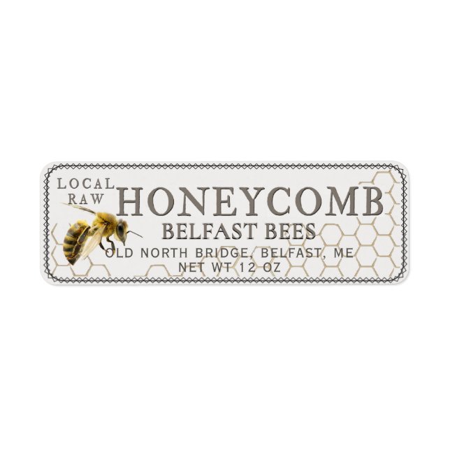 Return Address Honeycomb with Realistic Bee Label (Front)