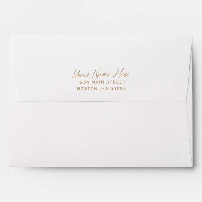 Return Address in Gold Lined with Pink Agate Envelope (Back (Top Flap))