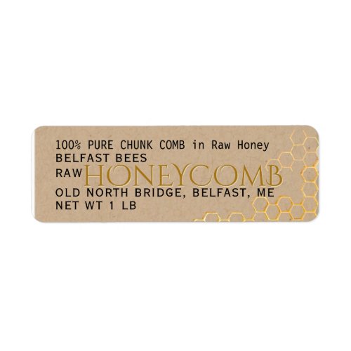 Return Address Kraft Honeycomb or Comb Honey Label