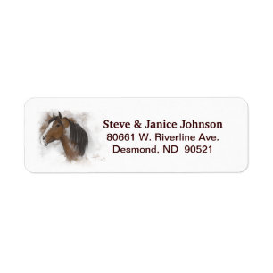 Return Address Label (2 names) - Horse Head