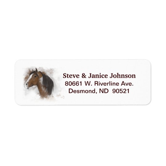 Return Address Label (2 names) Horse Head