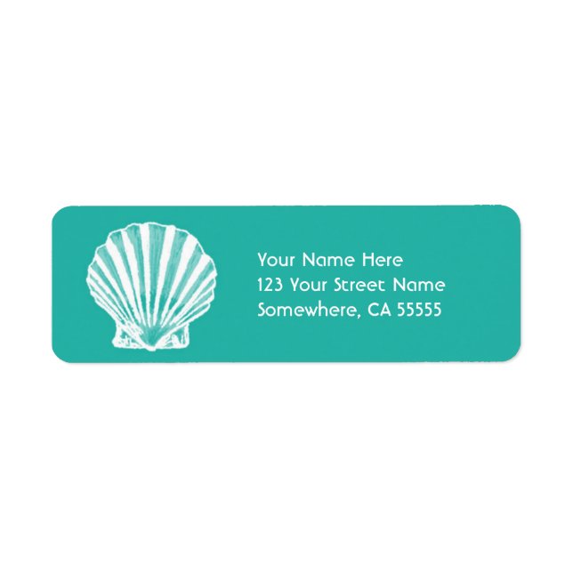 Return Address Label//Aqua Sea Shell Label (Front)