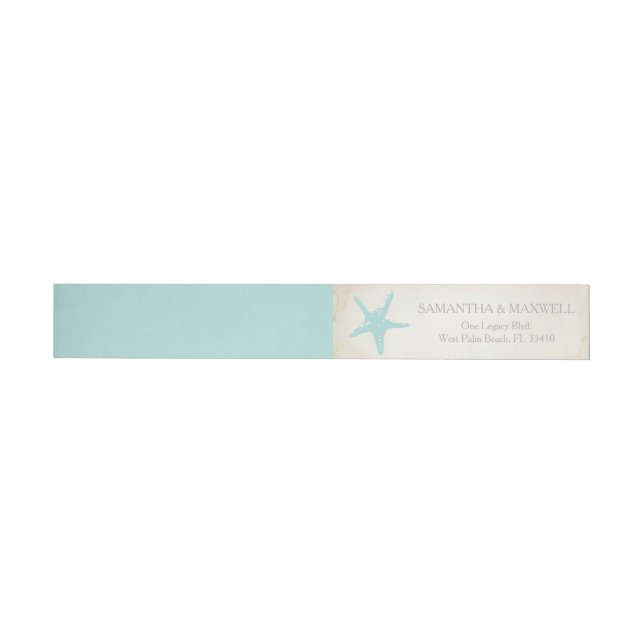 Return Address Label, Beach Starfish Wrap Around Address Label (Individual)