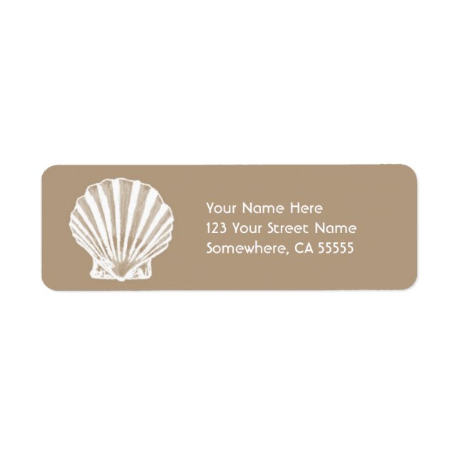 Return Address Label//Beige Sand Sea Shell Label (Front)