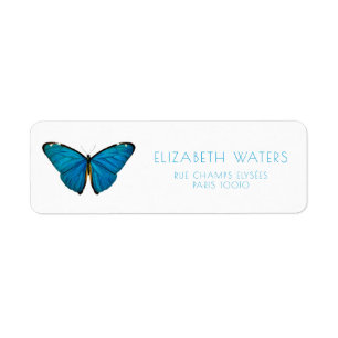 RETURN ADDRESS LABEL : BLUE BUTTERFLY