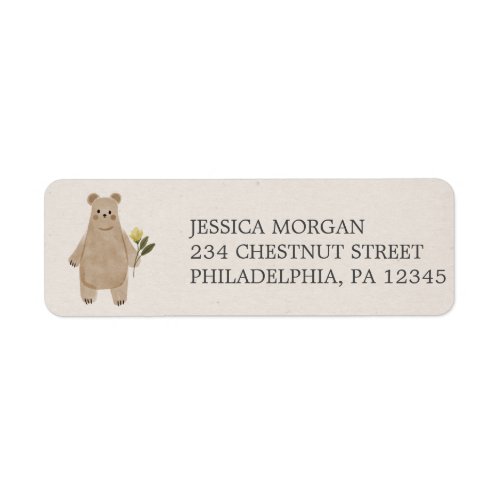 Return Address Label Boho Woodland Bear