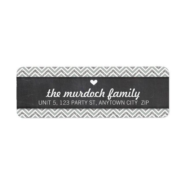 RETURN ADDRESS LABEL chevron pattern stripe gray (Front)