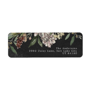 Return Address Label Christmas Florals Chalkboard