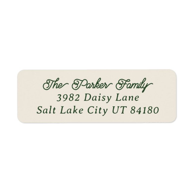 Return Address Label | Classic Green & Cream (Front)