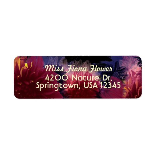 Return Address Label Dark Colorful Flowers Label