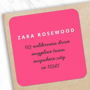Return Address Label   Feminine Hot Neon Pink