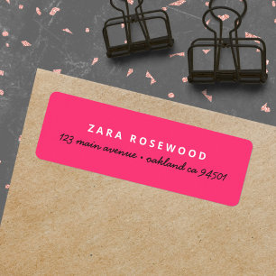 Return Address Label Feminine Hot Neon Pink
