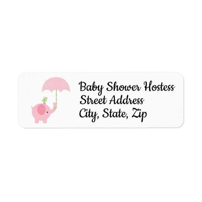 Return address label for baby girl shower (Front)