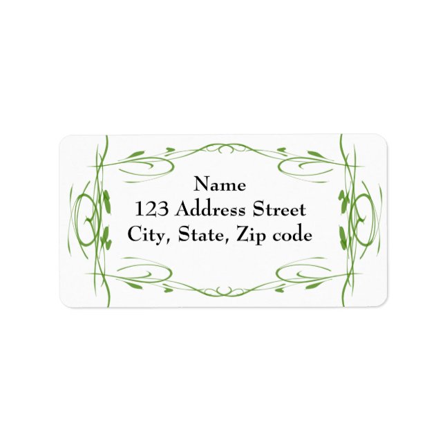 Return Address Label Green Vines Boarder (Front)