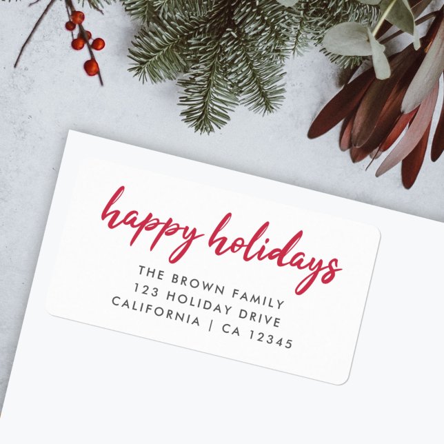Return Address Label | Happy Holidays Mail Sticker (Add a cheerful touch to your festive mail with this minimalist "Happy Holidays" return address label)