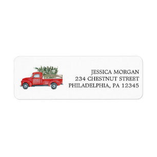 Return Address Label Merry Little Red Truck