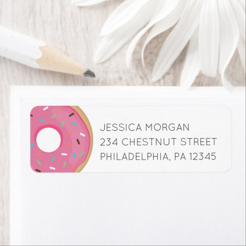 Return Address Label Modern Donut Pink