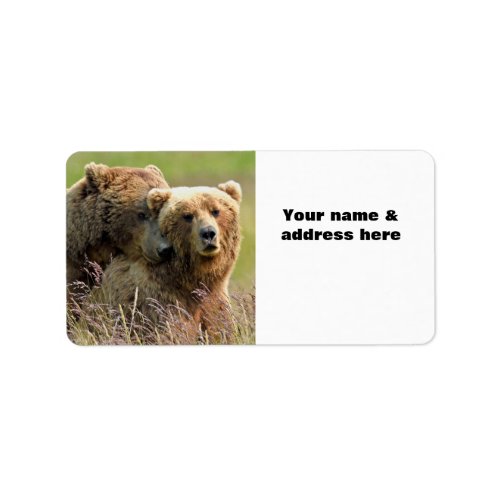 Return Address Label of grizzly bears