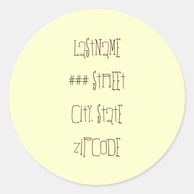 return address label - personalize info (Front)