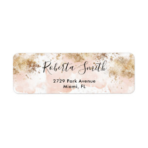 Return Address Label Pink & Gold