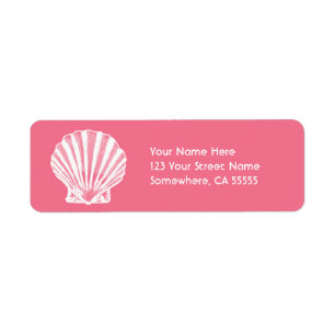 Return Address Label//Pink Sea Shell Label