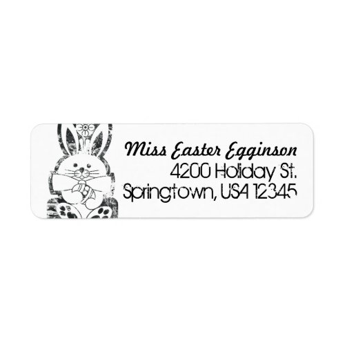 Return Address Label Retro Easter Bunny Grungy Label