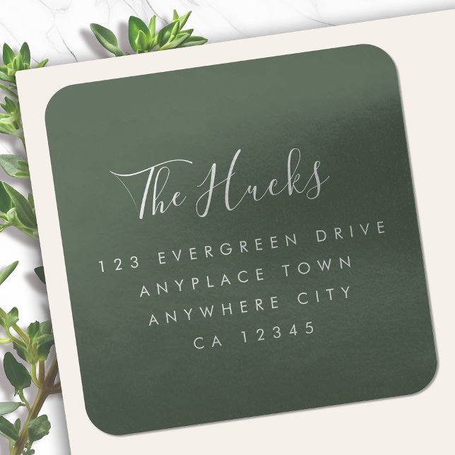 Return Address Label Roll | Metallic Green Sticker (Elegant metallic return address labels for seasonal & everyday mailing)