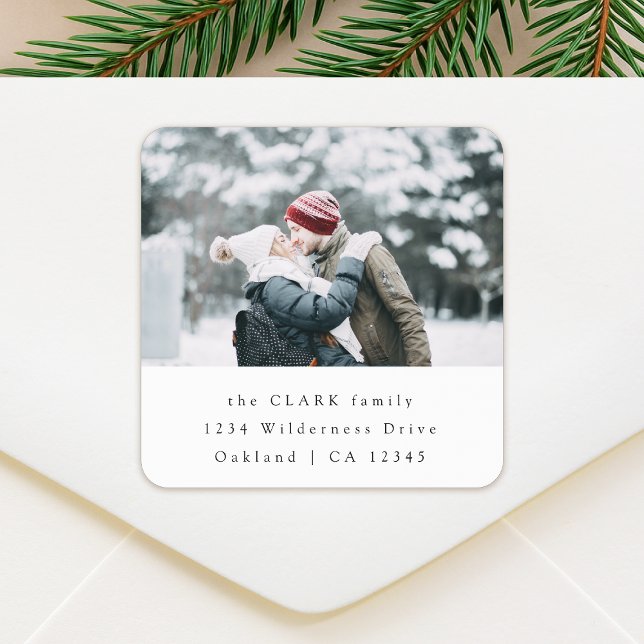 Return Address Label Roll | Photo Mailing Stickers (Pre-addressed festive photo envelope seals in a modern minimal style)