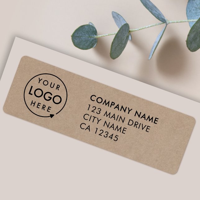 Return Address Label | Rustic Kraft Logo Stickers (Rustic kraft return address labels for your business - simple, professional & easy to customize)
