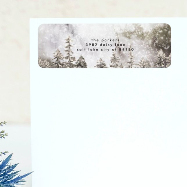 Return Address Label Snow Scene Christmas trees (Creator Uploaded)