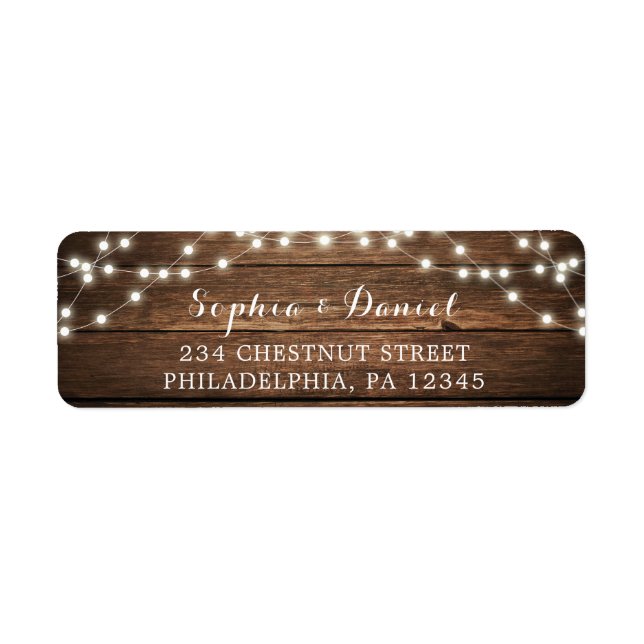 Return Address Label String Lights Rustic Country (Front)