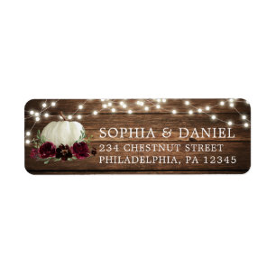 Return Address Label String Lights Rustic Wood