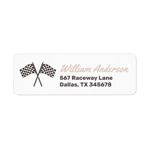 Return Address Label Two Fast Race Car Birthday