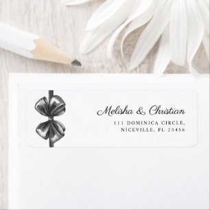 Return Address Label Wedding black bow.